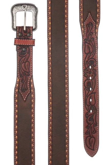 ARIAT Men's Brown Tooled Floral Western Belt