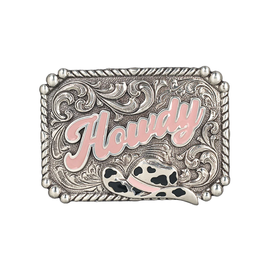 Blazin' Roxx Girls' Howdy Scrolling Engraved Silver Belt Buckle