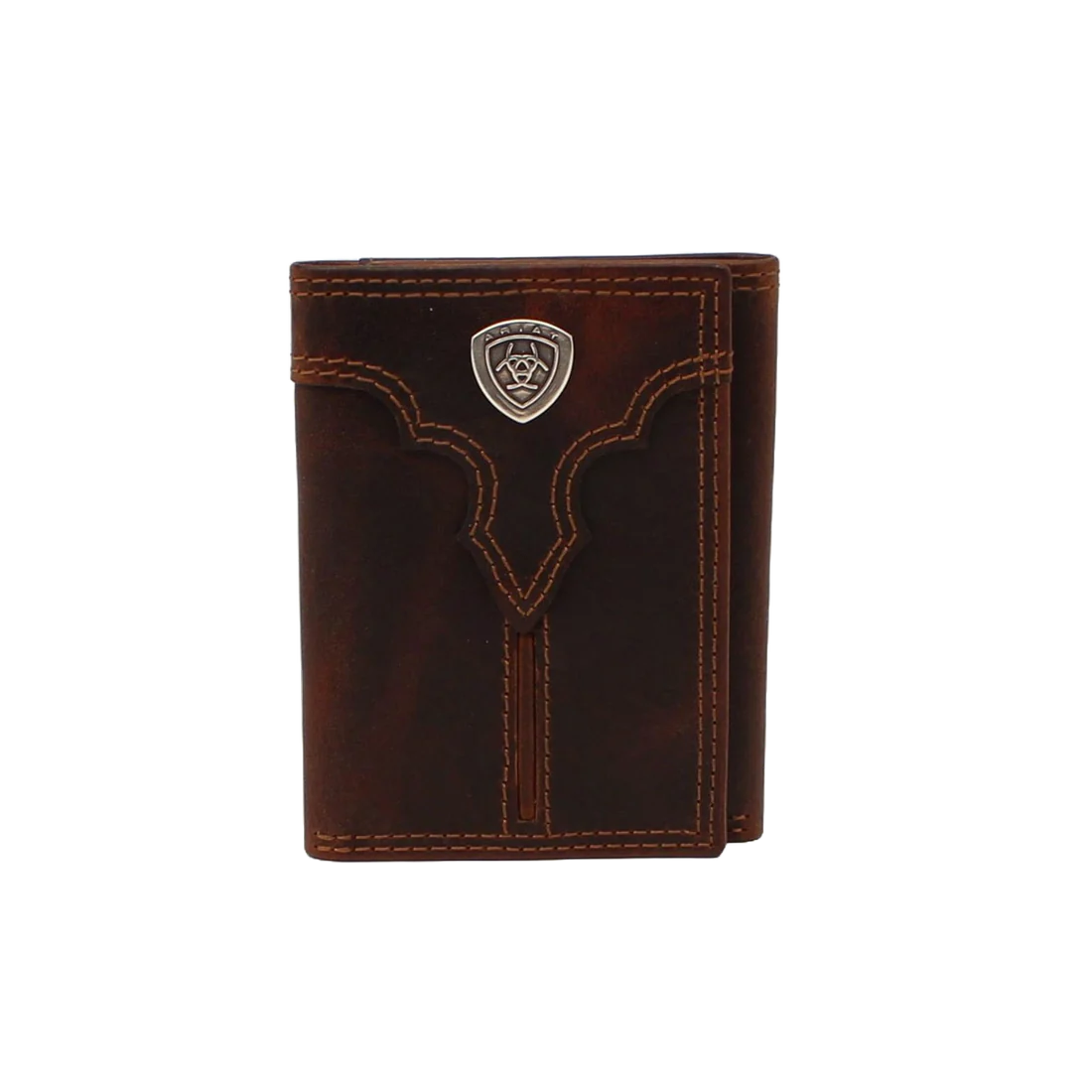 ARIAT Men's Brown Leather Tri-Fold Wallet