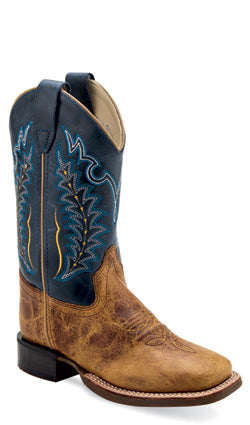 OLD WEST Youth Western Boots - Broad Square Toed in Blue
