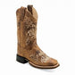 OLD WEST Youth Western Boots - Broad Square Toed in Burnt Tan