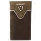 ARIAT Men's Distressed Brown Shield Inlay Bi-Fold Wallet
