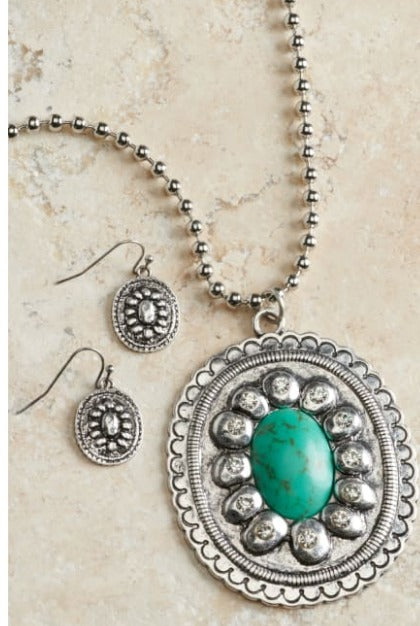 Blazin' Roxx Turquoise Pendant Necklace & Earring Set