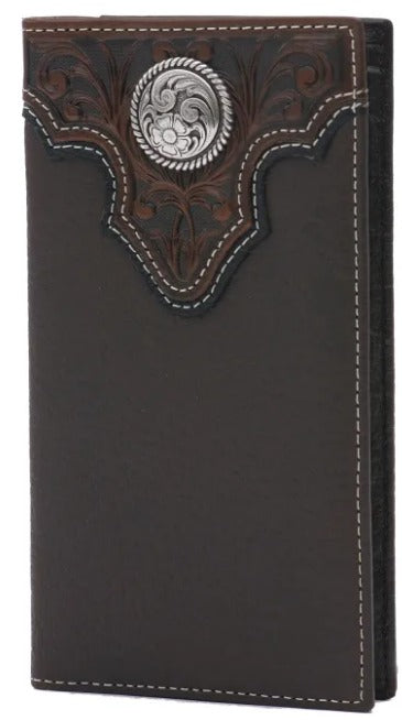 ARIAT Men's Chocolate Brown w/ Tooled Detail Wallet