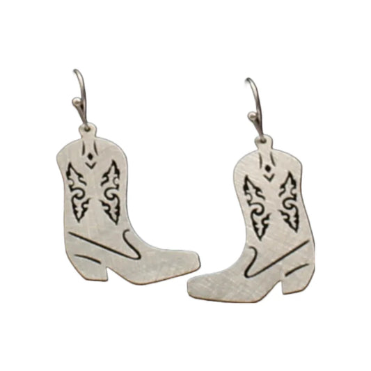 Silver Strike Cowboy Boot Dangle Earrings