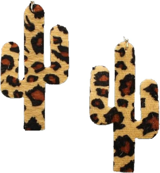 Blazin' Roxx Cheetah Print Cactus Earrings