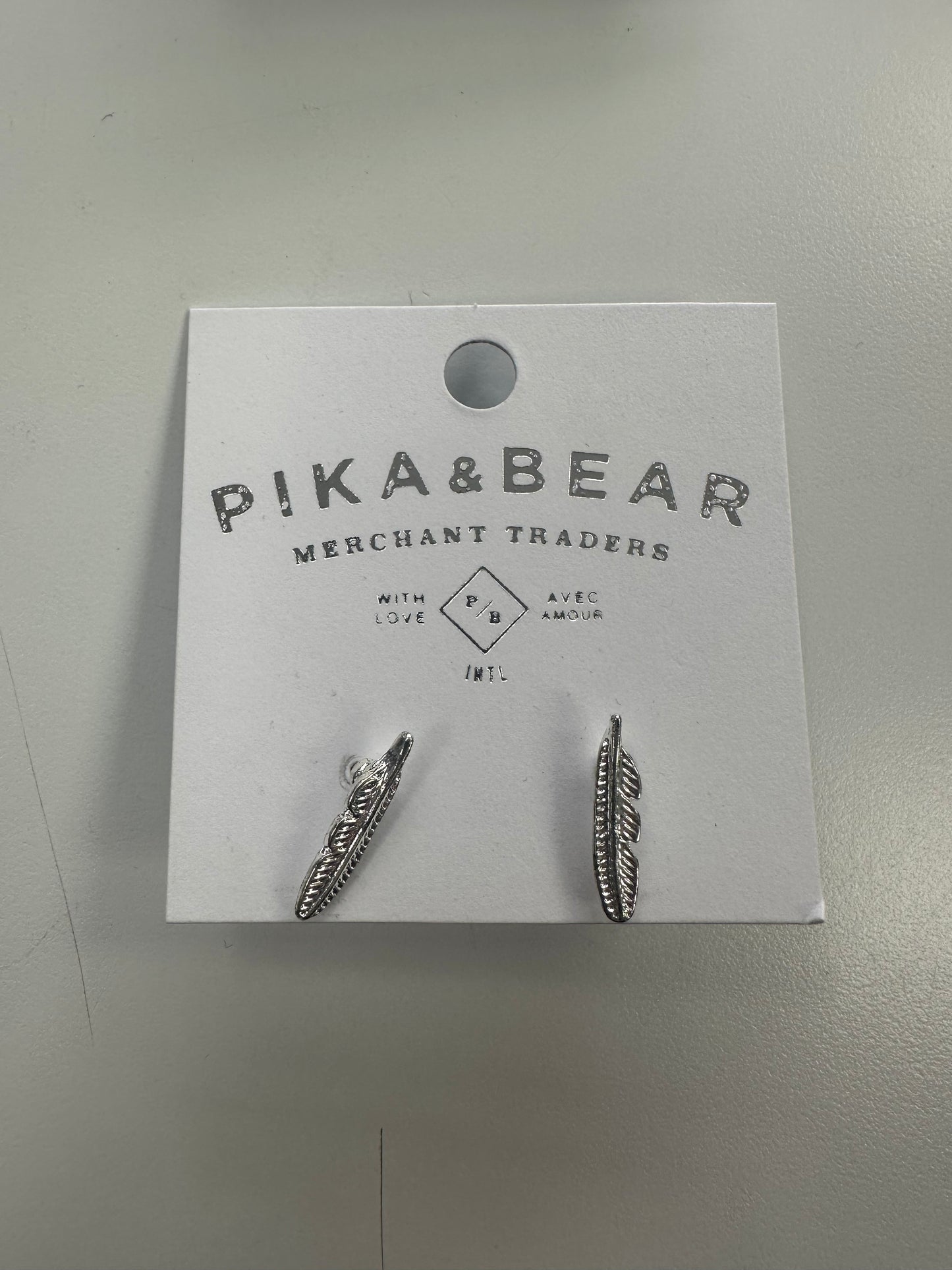 Pika & Bear Feather Stud Earrings