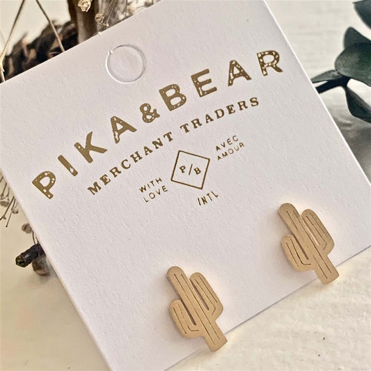 Pika & Bear "High Noon" Saguaro Cactus Stud Earrings