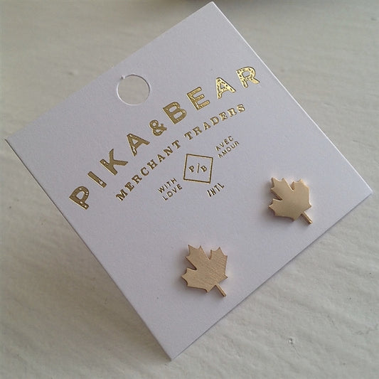 Pika & Bear "1867" Maple Leaf Stud Earrings