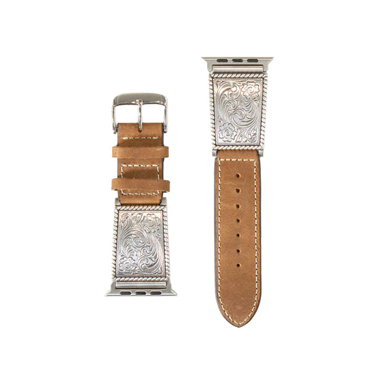 Nocona Belt Co. Leather Watch Band - Silver Buckles
