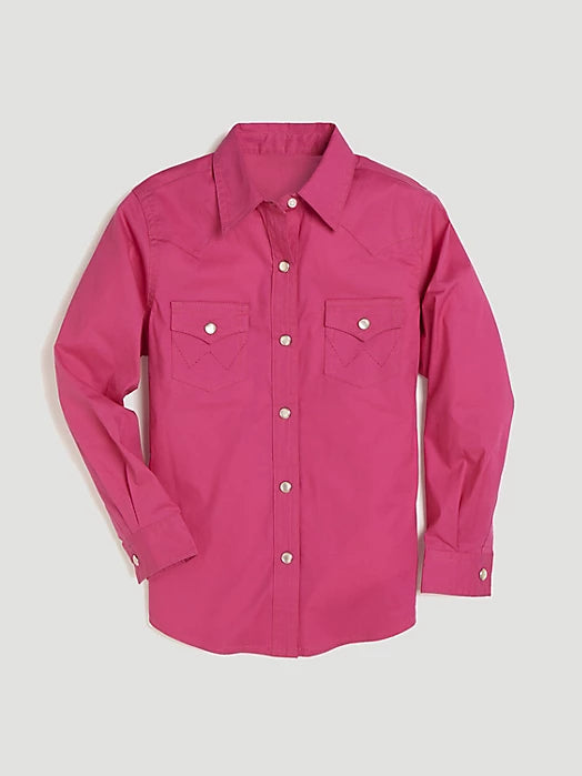 Wrangler Girls' Long Sleeve Western Snap Shirt
