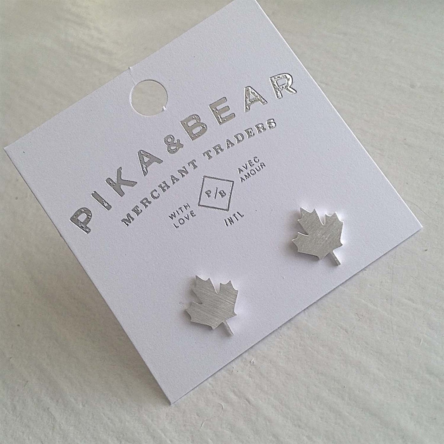 Pika & Bear "1867" Maple Leaf Stud Earrings