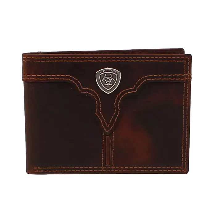 ARIAT Men's Center Bump Shield Brown Wallet
