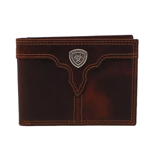 ARIAT Men's Center Bump Shield Brown Wallet