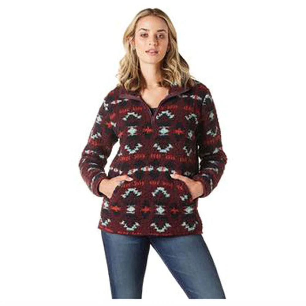 Wrangler Retro Women's Sherpa Pullover - Mulberry Aztec Print